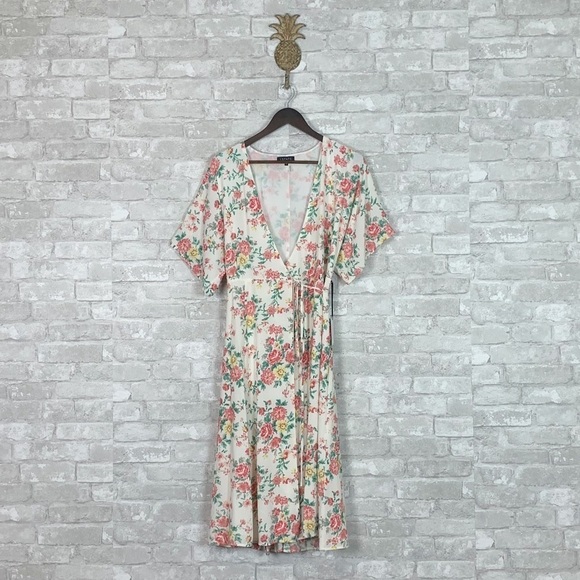 NWT 1. State Bouquet Floral Flutter Wrap Midi Dres - Picture 4 of 8